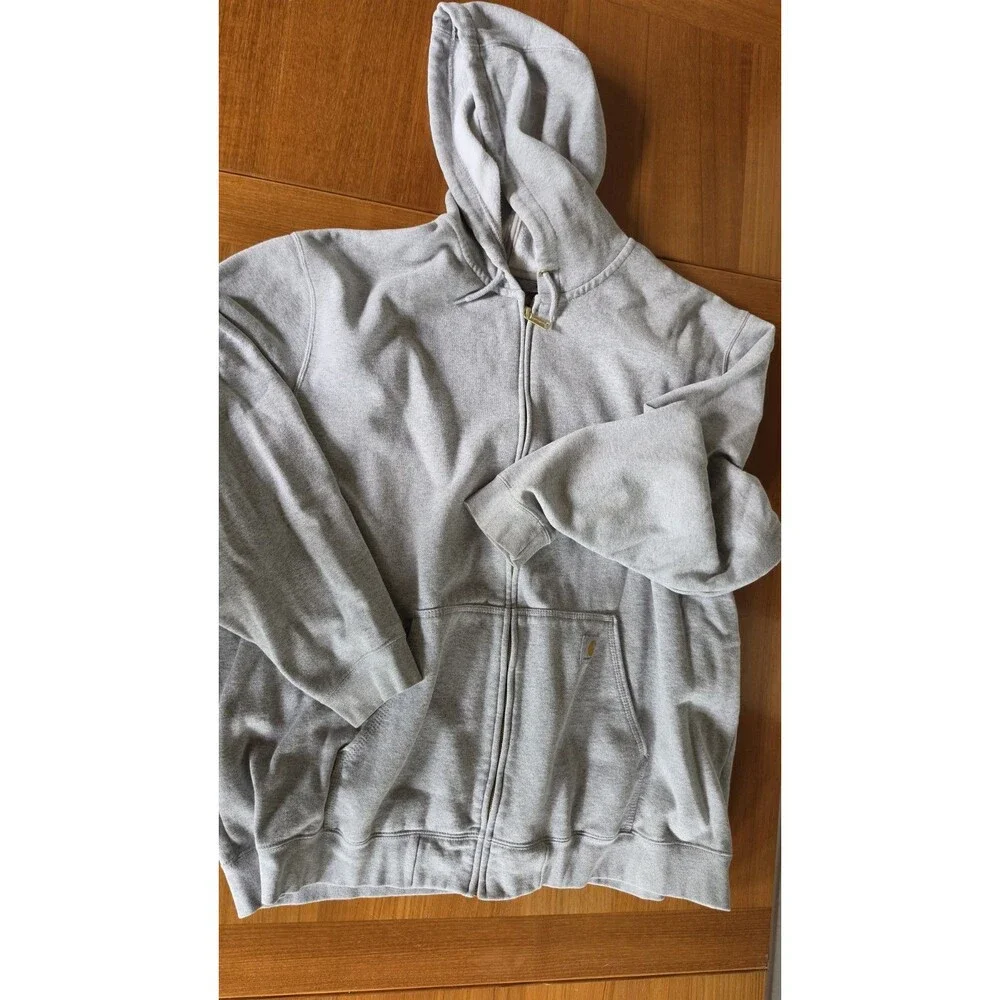 Carhartt Men's Grey Hooded Jacket Size 3XL Loose Fit